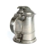 A George I pewter OEWS quart dome-lidded tankard, probably Wigan, circa 1720 The straight-sided body