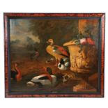 Wilhelm Frederick Van Royen (1645-1723): ducks in parkland setting around a terracotta Bacchus urn,