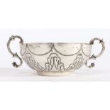 18th Century Portuguese silver sweetmeat dish, of lobed octagonal form with stylised leaf