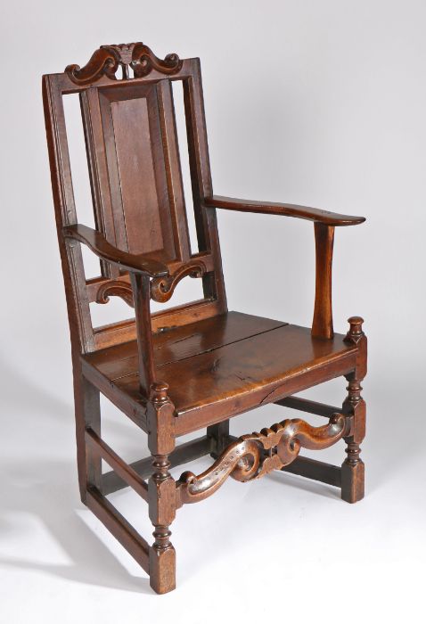A Rare and unusual William & Mary joined oak armchair, Shropshire and surrounding area, circa 1700, - Image 3 of 4