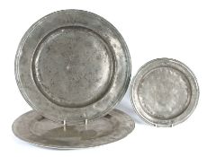 A William & Mary pewter triple-reeded narrow rim plate, circa 1690 With unidentified hallmarks to