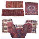 A collection of small rugs, to include a Hamadan example, 76cm wide, a Persian example with red and