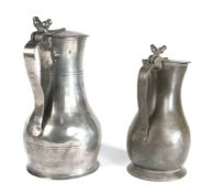An early 18th century pewter pot capacity Jersey lidded measure, circa 1715 With maker’s mark to