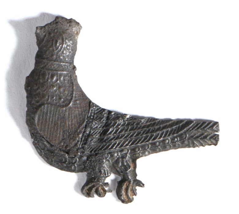 A 15th century pewter pilgrims' badge, designed as a cockerel, 42mm long  The badge represents a