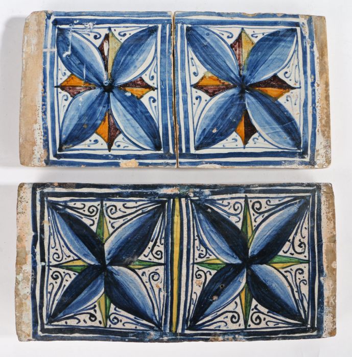 Two rare late15th century majolica ceiling tiles, circa 1480-90, Italian, possibly Lazio or Le - Image 2 of 2