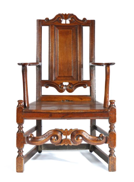 A Rare and unusual William & Mary joined oak armchair, Shropshire and surrounding area, circa 1700,