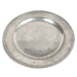 A William & Mary pewter TRIPLE REEDED CHARGER  The rim struck with the initials 'ASB' over 'WCR',