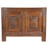 A mid-17th Century oak coffer front, named and dated 1641, Breton, France, possibly Tregor, having