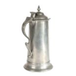 A George III pewter spouted spire flagon, London, circa 1780  OEAS half-gallon capacity, the plain