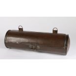 A George III sheet tin wall mounted candle or spill box Of cylindrical form, with two hanging