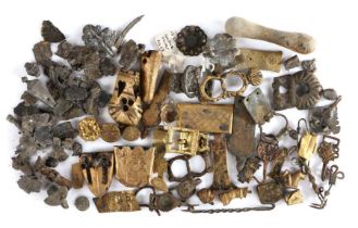 A large collection of Medieval and Tudor excavated finds: mainly pewter, to include knife
