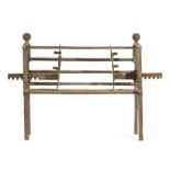 AN 18TH CENTURY WROUGHT IRON BAR-GRATE, WITH ADJUSTABLE CHEEKS The front of five bars, the