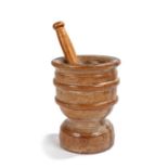 A maple/sycamore mortar, circa 1800, of baluster form, with deep rim and ring-turned foot, 16cm