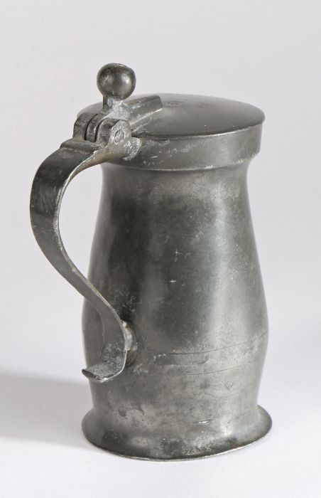 A William & Mary pewter OEWS half-pint ball and bar baluster measure, Wigan, circa 1690 The body - Image 2 of 3