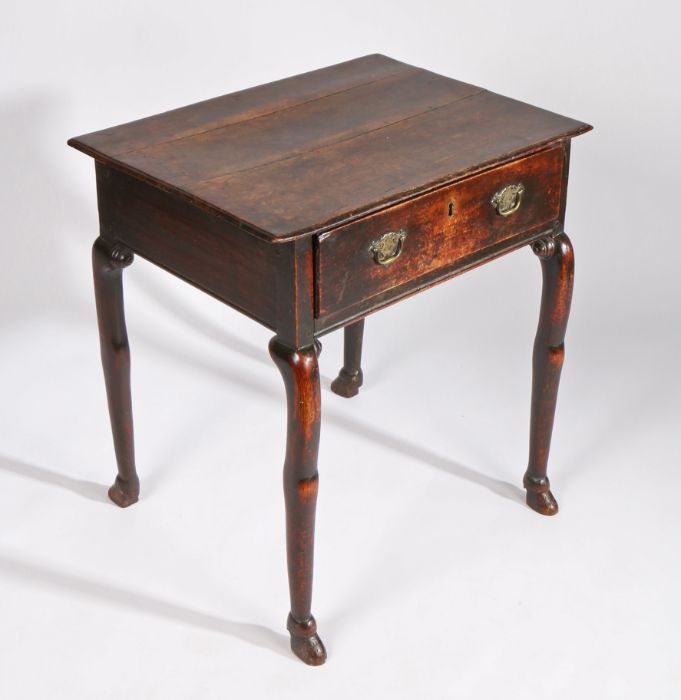 A rare George II oak side table, circa 1730-40, the rectangular top with moulded edge, above a - Image 3 of 5