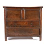 A Charles II oak box-top chest of drawers, circa 1680, , the hinged rectangular top enclosing