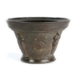 A mid-17th century small leaded-bronze mortar, Le Puy, French, Circa 1640-60, the tapering body