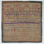 A Victorian needlework sampler, by Eliza Ann Harper Scotney Castle Lamberhurst Kent 1865, with