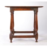 A William and Mary oak table-stool, circa 1690 The rectangular top with chamfered under-edge, raised