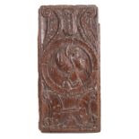 A 16th Century oak Romayne-type panel, French, circa 1530, carved with a central female bust,