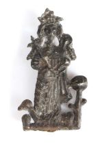 A 15th century pewter pilgrim's badge, designed as the  standing figure of Henry VI , 40mm high See