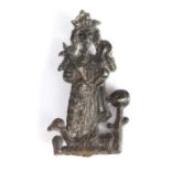 A 15th century pewter pilgrim's badge, designed as the  standing figure of Henry VI , 40mm high See