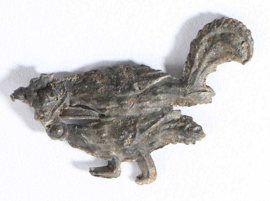 A 15th century pewter secular badge, designed as a copulating cockerel and hen, 40mm long - Image 2 of 2