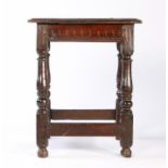 A James I oak joint stool, Salisbury and the surrounding area, circa 1620 With ovolo-moulded top,