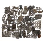 A collection of Medieval Pilgrim badge fragments, various examples including St Thomas, Ampulla, A