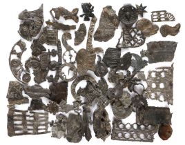 A collection of Medieval Pilgrim badge fragments, various examples including St Thomas, Ampulla, A