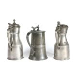 A pewter crested tappit hen, Scottish, circa 1800 Of Scottish pint capacity, with beaker, plouk mark