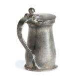 A William & Mary pewter OEWS gill ball and bar baluster measure, Wigan, circa 1690 The body with two
