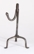 A mid 18th century steel table rush light holder, circa 1770, with rounded nips, square-section