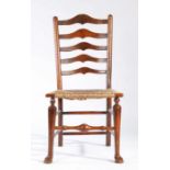A George III oak and elm ladderback side chair, West Midlands, circa 1800-20, the back of five