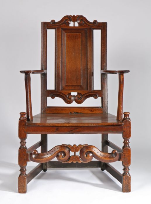 A Rare and unusual William & Mary joined oak armchair, Shropshire and surrounding area, circa 1700, - Image 2 of 4