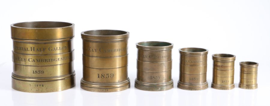 A Victorian set of six bronze Imperial Standard set of measures, Cambridge, each rim marked with - Image 2 of 2