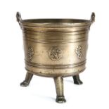 A 17th century bronze-alloy 'cauldron'-type vessel, with two handle lugs cast as putto, the body