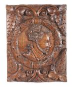 An interesting Henry VIII oak Romayne-type panel, circa 1540 ‘The Man of Kent’: designed with a