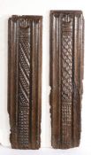 A pair of early 16th Century oak panels, French, circa 1525 Each of elongated rectangular form