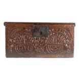 A good Charles I oak boarded box, dated 1637, Gloucestershire, or possibly North Devon, having a
