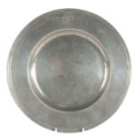 A Charles II pewter broad rim plate, circa 1680 By Nicholas Kelk, London, [fl. 1638 - 1688] and