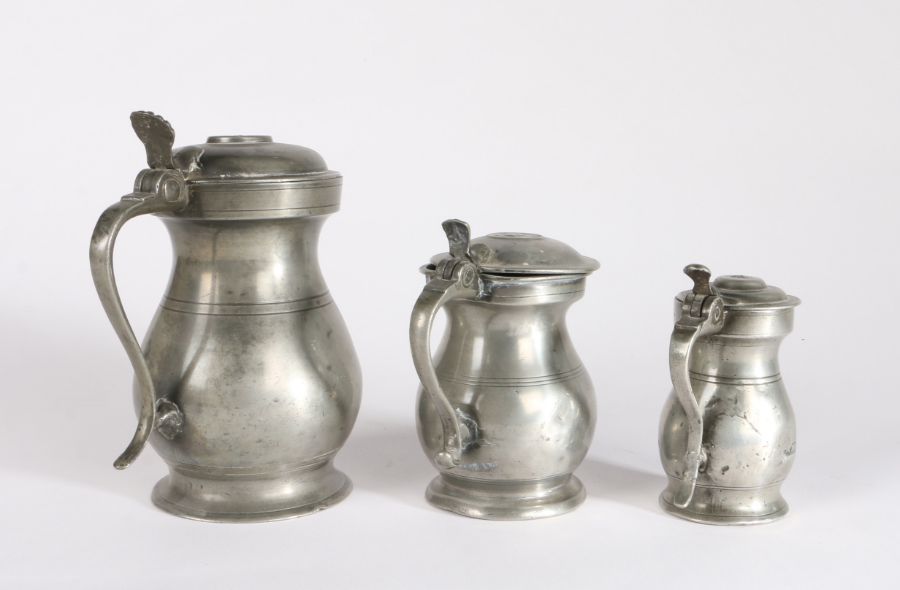 Three pewter Imperial Scottish baluster measures, circa 1830 To include a Glasgow pint; an Edinburgh - Image 2 of 2