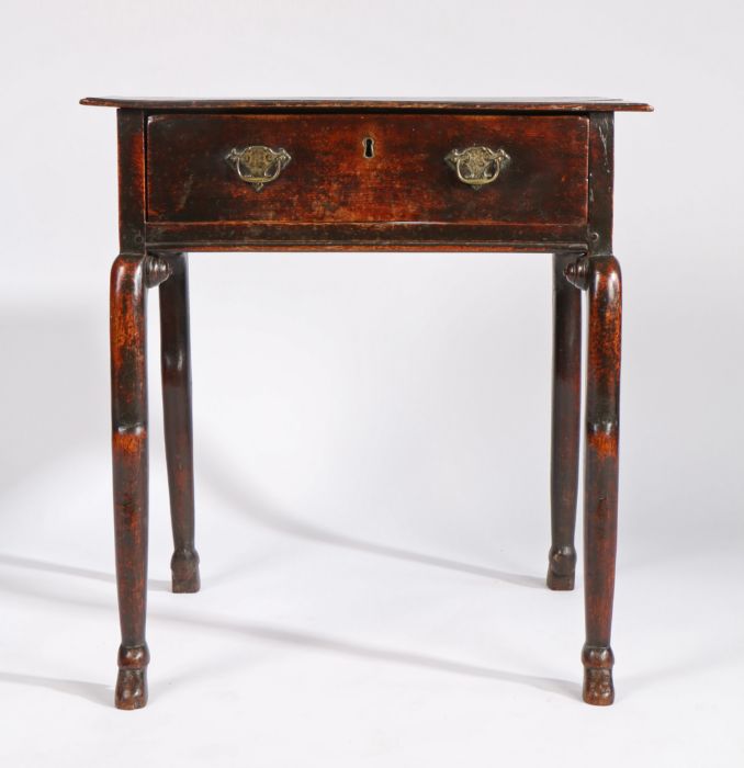 A rare George II oak side table, circa 1730-40, the rectangular top with moulded edge, above a - Image 2 of 5