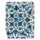 A mid-16th century tile, Damascus, Syria, circa 1550,  designed with a floral interlace of split