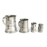 Two 19th century pewter straight-sided mugs, Scottish A quart by James Moyes, (fl.1851-1891), (