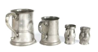 Two 19th century pewter straight-sided mugs, Scottish A quart by James Moyes, (fl.1851-1891), (