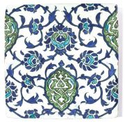 A rare mid-16th century tile, Damascus, Syria, circa 1570, having a central ogival cartouche,