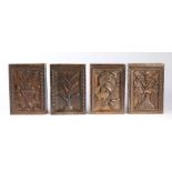 A set of four unusual mid-16th Century carved walnut blocks, French, (4) Designed with a beast,