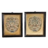 An early 18th century pair of silk tambour-work embroidery pictures, English, circa 1715 Each worked
