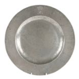 A George III pewter plain rim plate, circa 1780 The rim engraved with a Baron’s monogram, the rear
